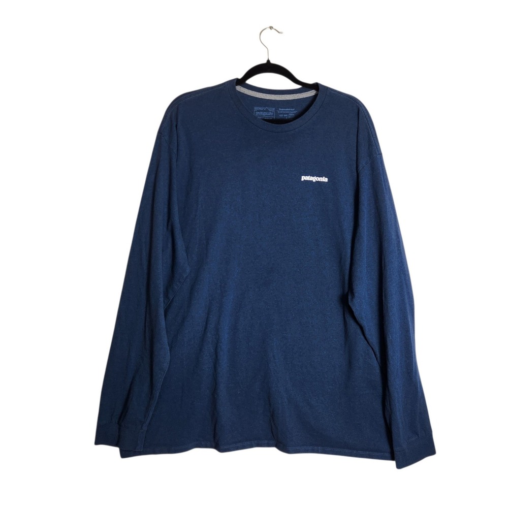 Patagonia Mens 3XL Responsibili-Tee Long Sleeve P-6 Logo Navy Blue Shirt